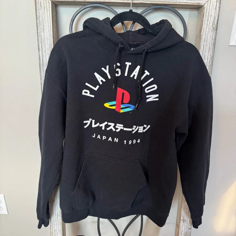 PlayStation‎ Hoodie Japan 1994 Logo Black Pullover Gamer Sweatshirt Men’s M